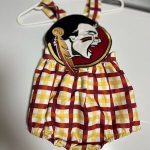 FSU Florida State Seminoles Plaid Romper - Garnet and Gold